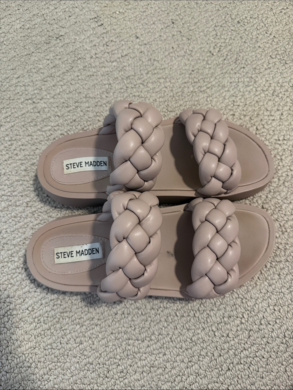 Steve Madden Pink Braided Double-Strap Slide Sandals